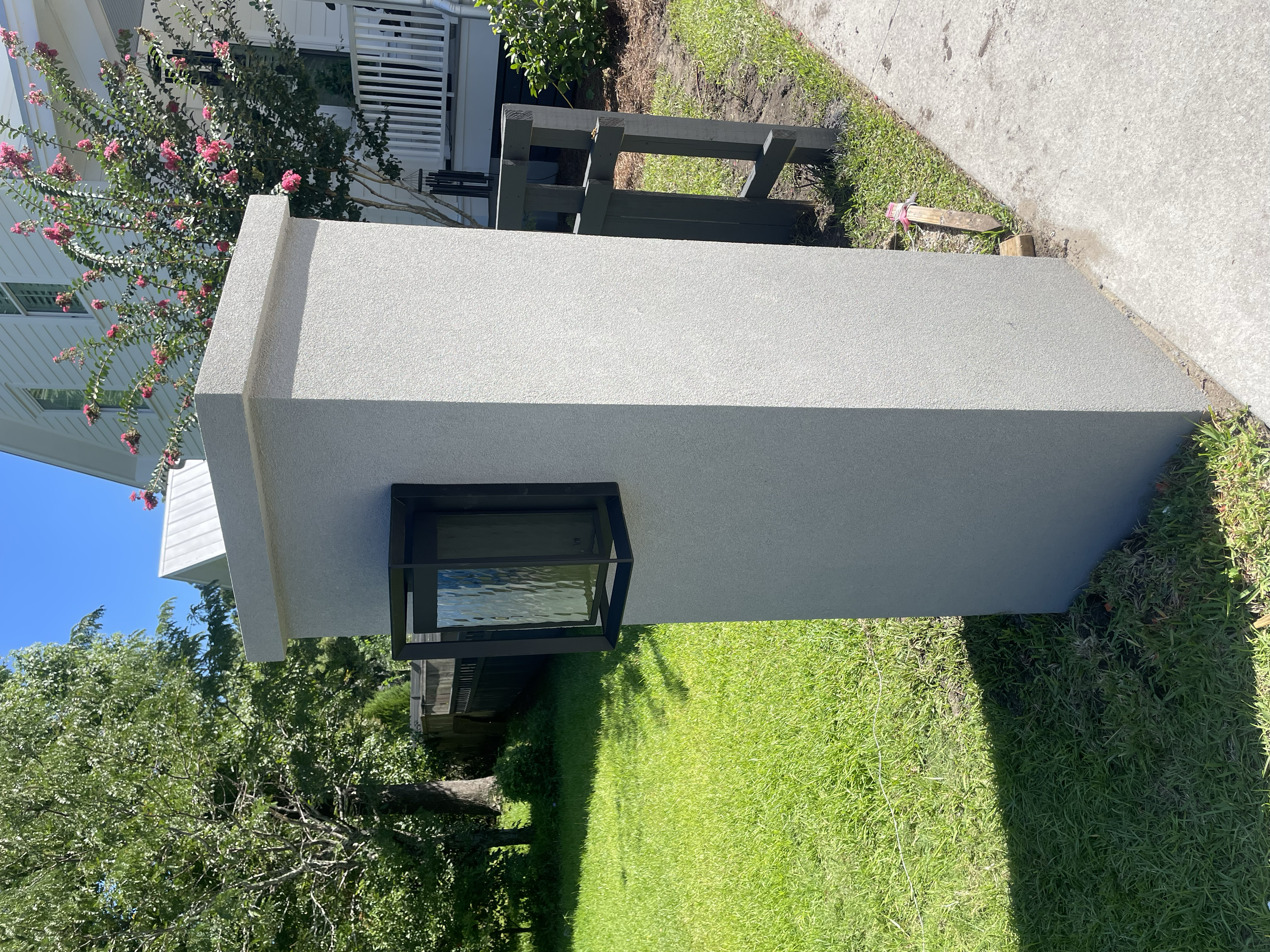 CMU Pillar Acrylic Stucco Finish and Custom Crown